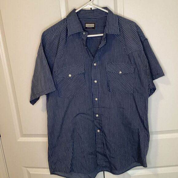 Mens Stoneriver Outfitters pearl snap western / work wear shirt XL Blue striped - Picture 1 of 3